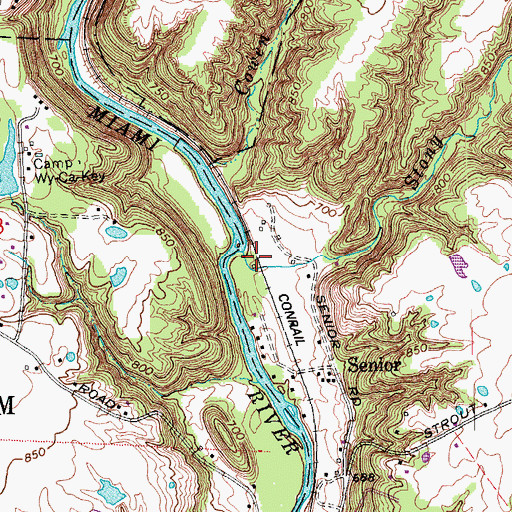Topographic Map of Stony Run, OH