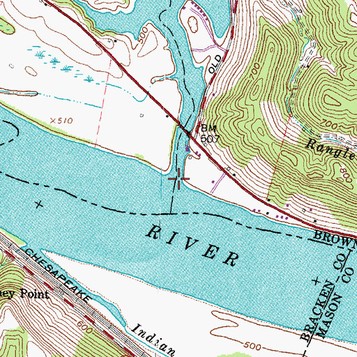 Topographic Map of Straight Creek, OH