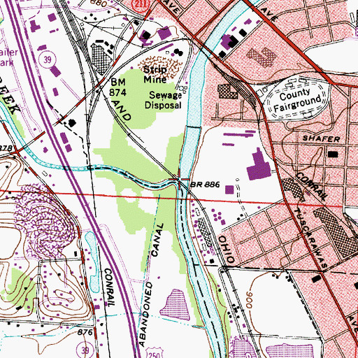 Topographic Map of Sugar Creek, OH
