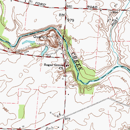 Topographic Map of Sugar Grove United Methodist Church, OH