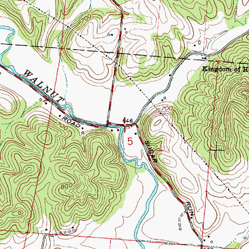 Topographic Map of Sugar Run, OH
