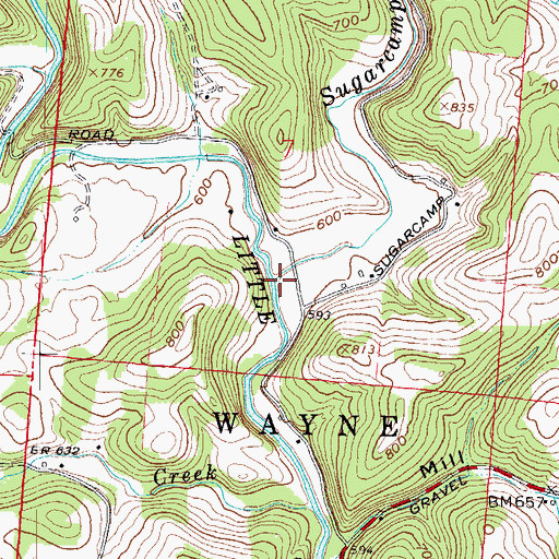Topographic Map of Sugarcamp Creek, OH