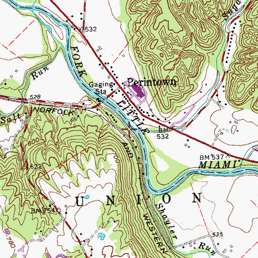 Topographic Map of Sugarcamp Run, OH