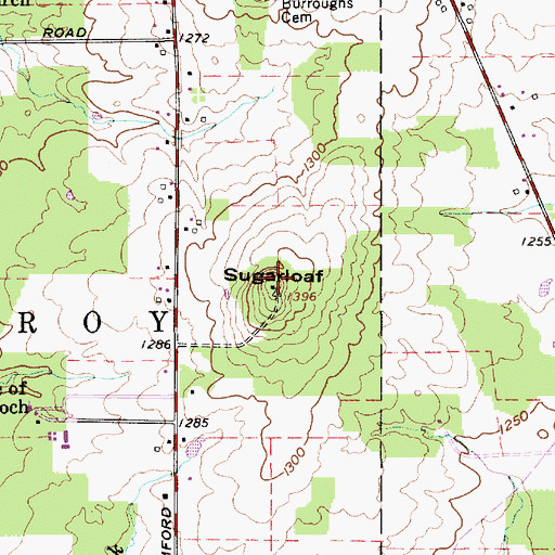 Topographic Map of Sugarloaf, OH