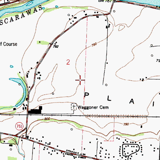 Topographic Map of The Plains, OH