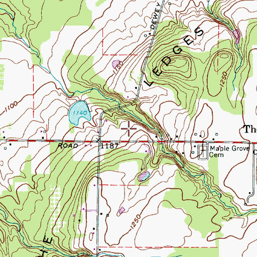 Topographic Map of The Ledges, OH