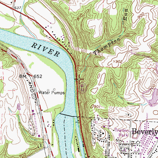 Topographic Map of Thompson Run, OH
