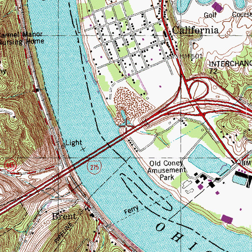 Topographic Map of Threemile Creek, OH