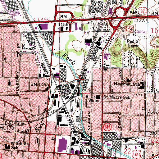 Topographic Map of Touby Run, OH