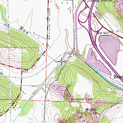 Topographic Map of Turkeyfoot Run, OH