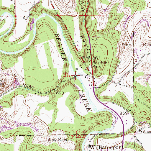 Topographic Map of Turkeyfoot Run, OH