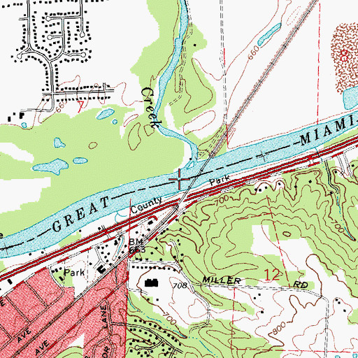 Topographic Map of Twin Creek, OH