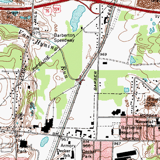 Topographic Map of Van Hyning Run, OH