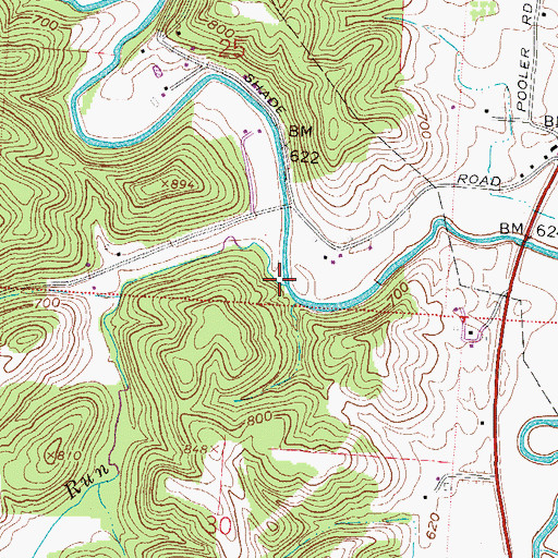 Topographic Map of Walker Run, OH