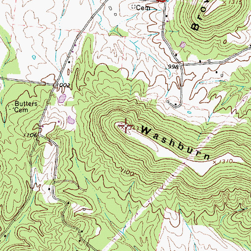 Topographic Map of Washburn Hill, OH