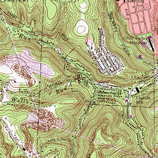 Topographic Map of Wells Run, OH