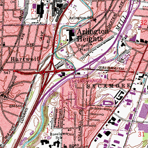 Topographic Map of West Fork Mill Creek, OH