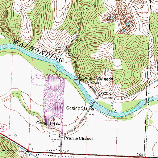 Topographic Map of White Womans Rock, OH