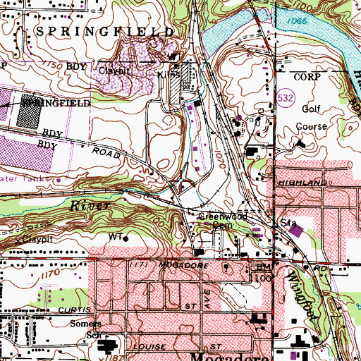 Topographic Map of Wingfoot Lake Outlet, OH