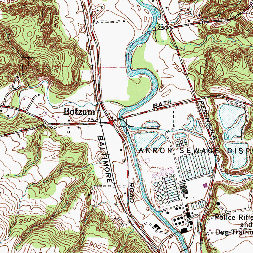 Topographic Map of Woodward Creek, OH