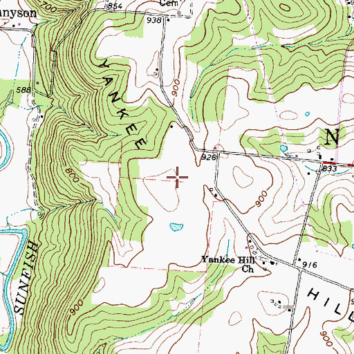 Topographic Map of Yankee Hill, OH