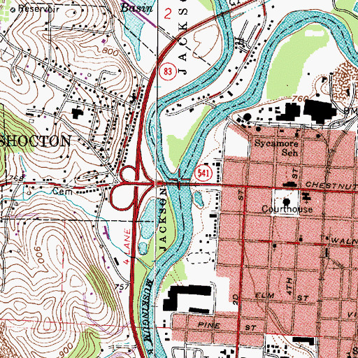 Topographic Map of Tuscarawas River, OH