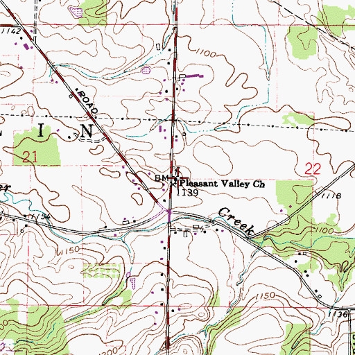 Topographic Map of Pleasant Valley Church, OH