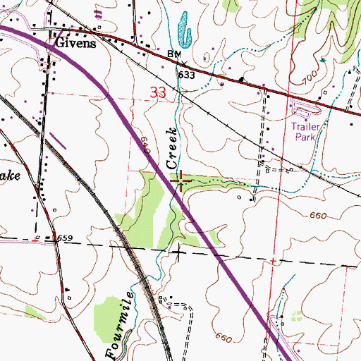 Topographic Map of Fivemile Creek, OH