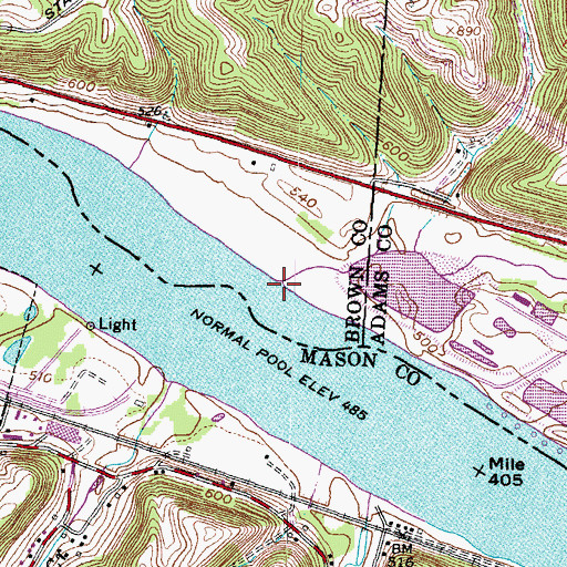 Topographic Map of Little Threemile Creek, OH