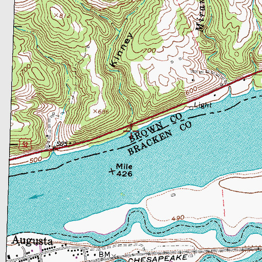 Topographic Map of Donalds Creek, OH