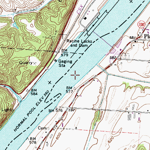 Topographic Map of Weaver Bar, OH