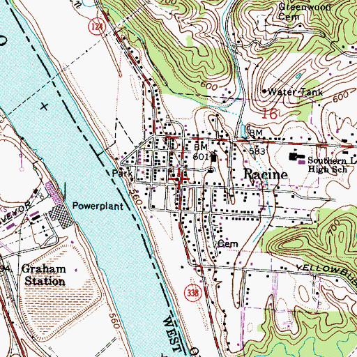 Topographic Map of Racine Elementary School, OH