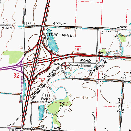 Topographic Map of Wood County Home, OH