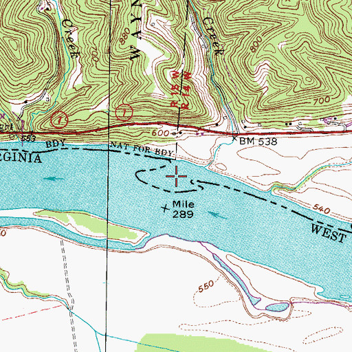 Topographic Map of Cottonwood Bar, OH