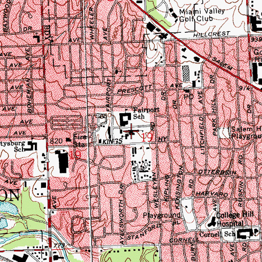 Topographic Map of Assumption School, OH