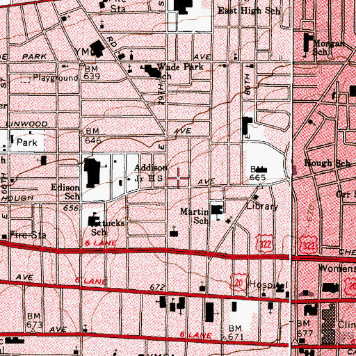 Topographic Map of Addison High School, OH