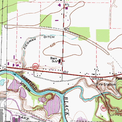 Topographic Map of Bar School, OH