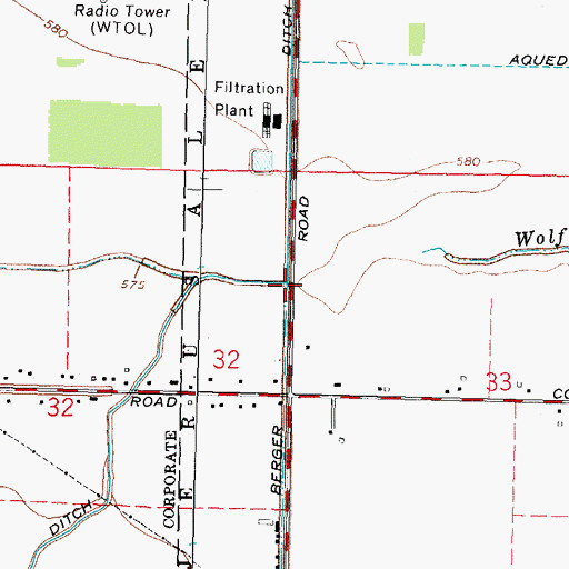 Topographic Map of Berger Road Ditch, OH