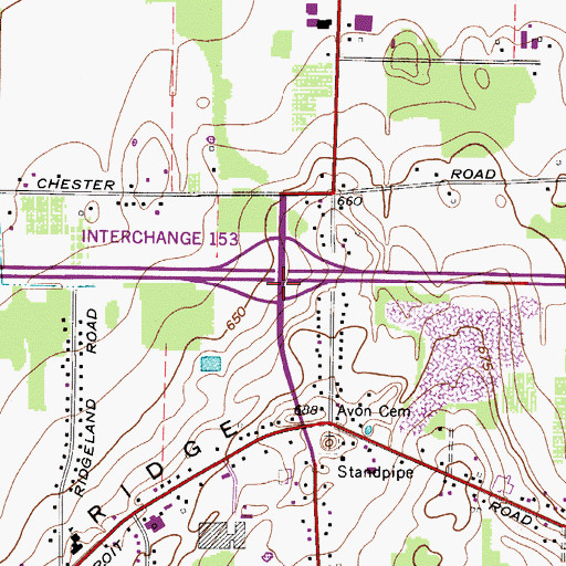 Topographic Map of Interchange 153, OH