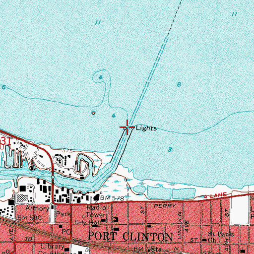 Topographic Map of Port Clinton Light, OH
