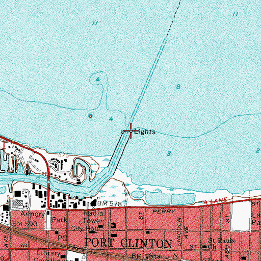 Topographic Map of Port Clinton East Pierhead Light, OH