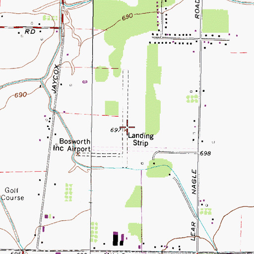 Topographic Map of Bosworth Incorporated Airport (historical), OH