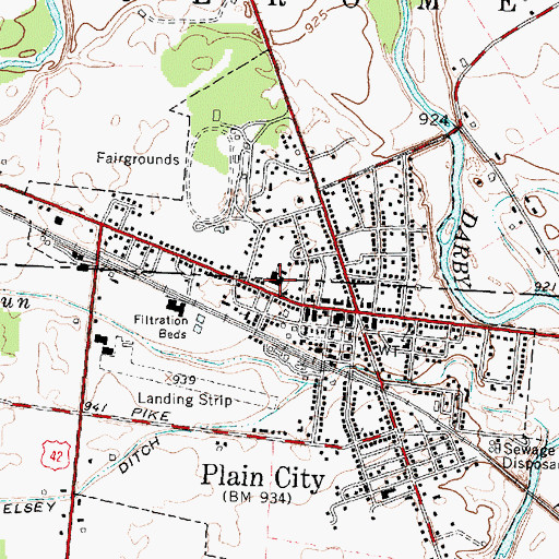 Topographic Map of Plain City Elementary School, OH