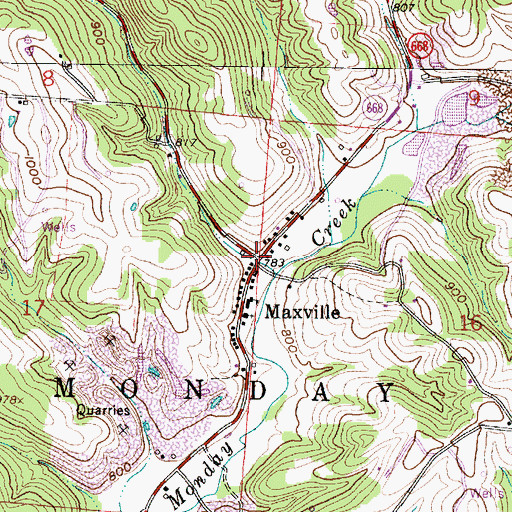 Topographic Map of Lime Kiln Hollow, OH