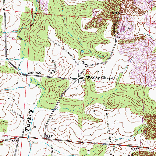 Topographic Map of Wesley, OH