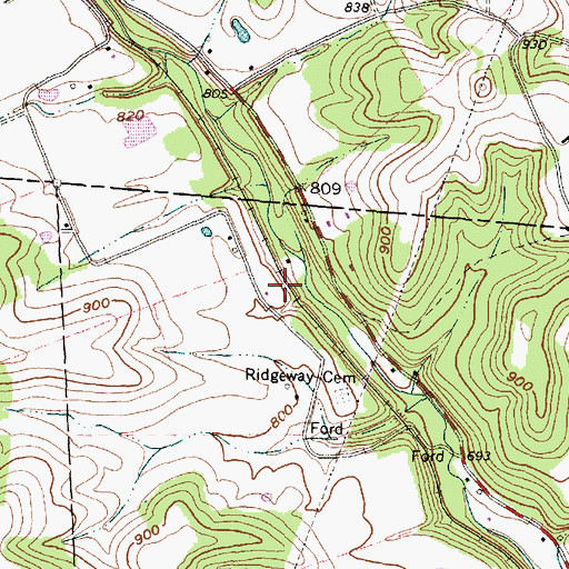 Topographic Map of Hills (historical), OH