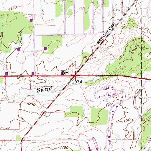 Topographic Map of Greenleafs Corners (historical), OH