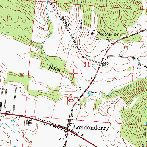 Topographic Map of Cranberry Run, OH
