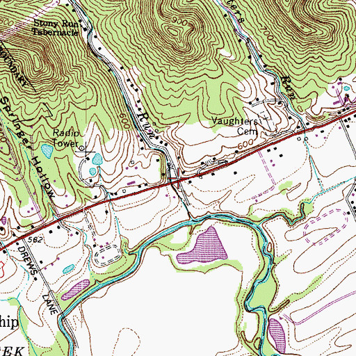 Topographic Map of Dennis, OH