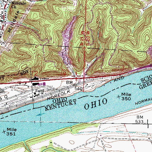 Topographic Map of East Portsmouth (historical), OH
